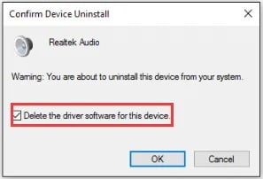 delete the driver software 1 - How to Fix Audio Problems in Windows 10 No Sound