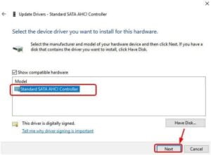 sata ahci standard controller 300x221 1 - How To Fix DPC Watchdog Violation error in Windows 10